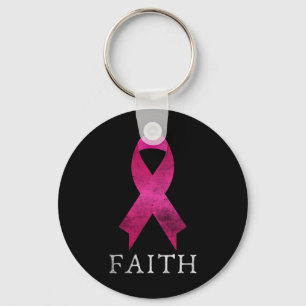 Rosa Ribbon Fighter of Breast Cancer Faith Heal an Nyckelring