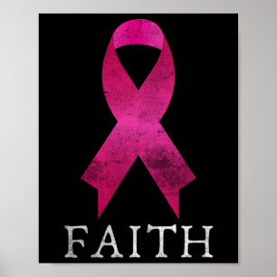 Rosa Ribbon Fighter of Breast Cancer Faith Heal an Poster