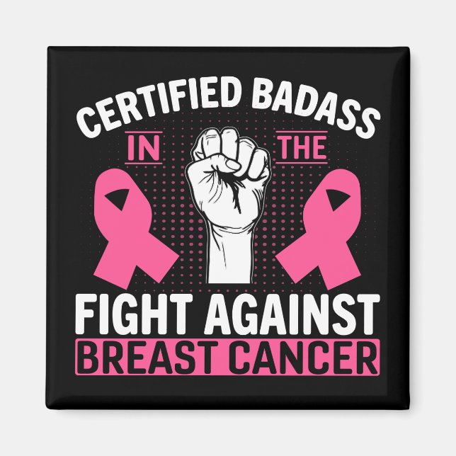 Rosa Ribbon Fighter Warrior Breast Cancer Magnet (Framsidan)