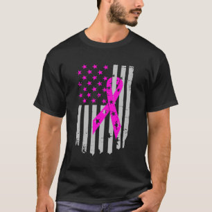 Rosa Ribbon Flagga Breast Cancer Warrior T Shirt