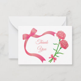 Rosa Ribbon Flower - tackkort Anteckningskort