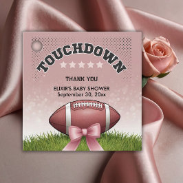 Rosa Ribbon Football Touchdown Baby Shower Gåvor Etiketter