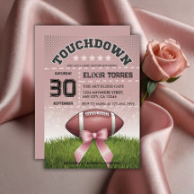 Rosa Ribbon Football Touchdown Baby Shower