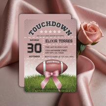 Rosa Ribbon Football Touchdown Baby Shower