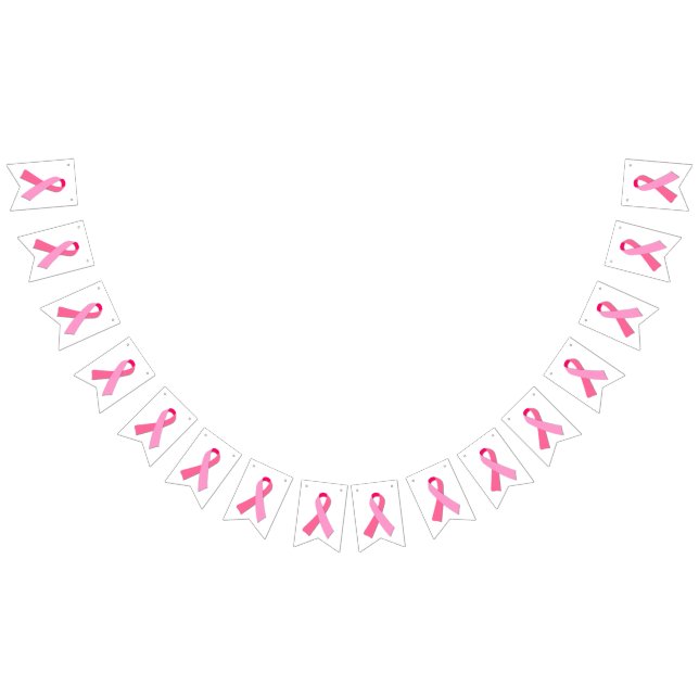 Rosa Ribbon for Breast Cancer Awareness Bunting Fl Vimplar (Alla)