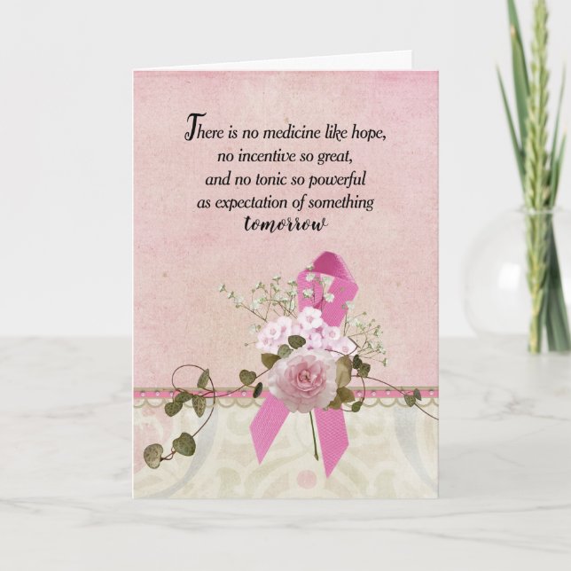 Rosa Ribbon for Breast Cancer Kort (Framsida)