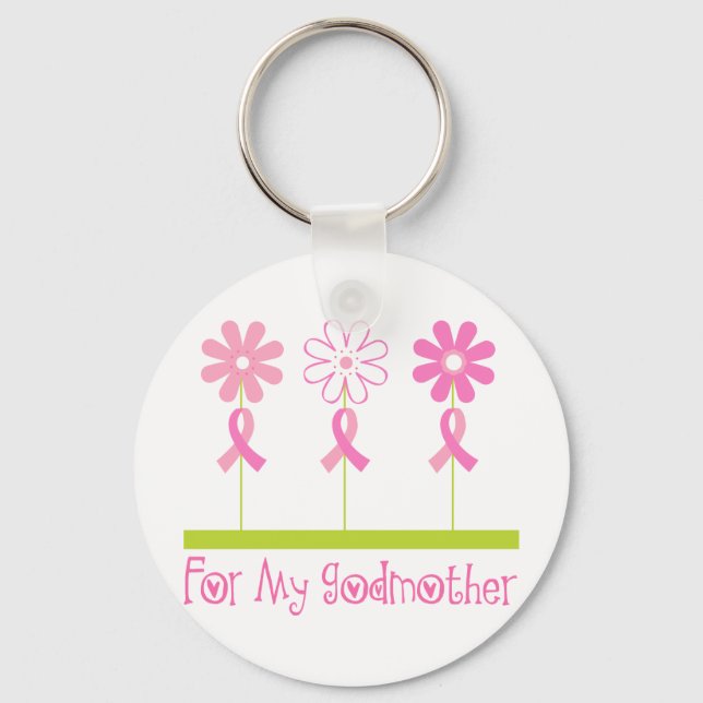 Rosa Ribbon för min gudmor Nyckelring (Framsida)