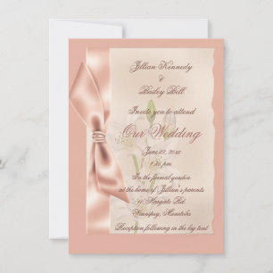Rosa Ribbon Formal Bröllop Inbjudningar