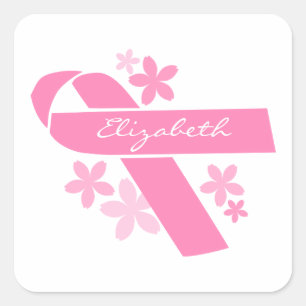 Rosa Ribbon Fyrkantigt Klistermärke