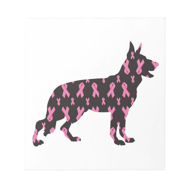 Rosa Ribbon German Shepherd Anteckningsblock (Framsida)
