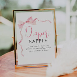 Rosa Ribbon Girl Baby Shower Diaper Raffle Sign Poster