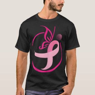 Rosa Ribbon Golf s-Butterflies Breast Cancer T Shirt