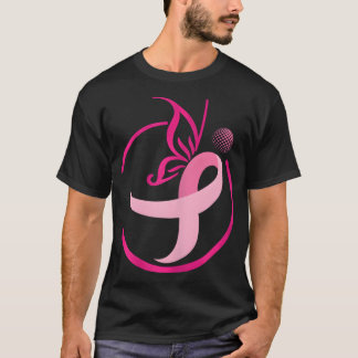 Rosa Ribbon Golf s-Butterflies Breast Cancer T Shirt