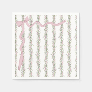 Rosa Ribbon Greenery Elegant Baby Shower Pappersservett