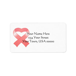 Rosa Ribbon Heart- Adressetiketter