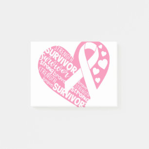 Rosa Ribbon Heart Breast Cancer Awareness Gift Post-it Block