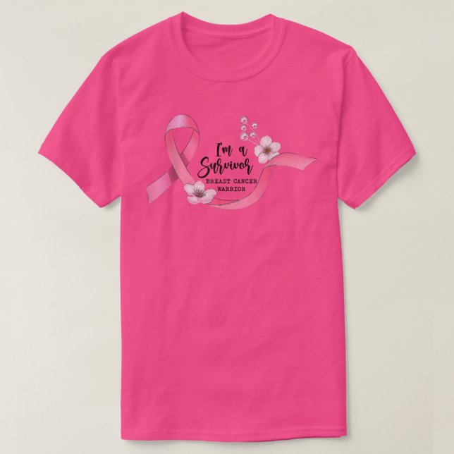 Rosa Ribbon Heart Jag är en Survivor Breast Cancer T Shirt (Design framsida)