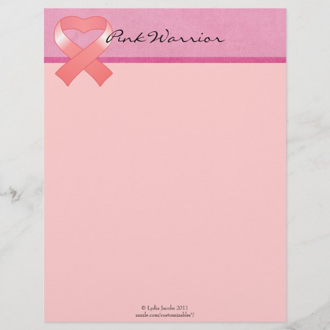 Rosa Ribbon Heart Letterhead (Framsida)