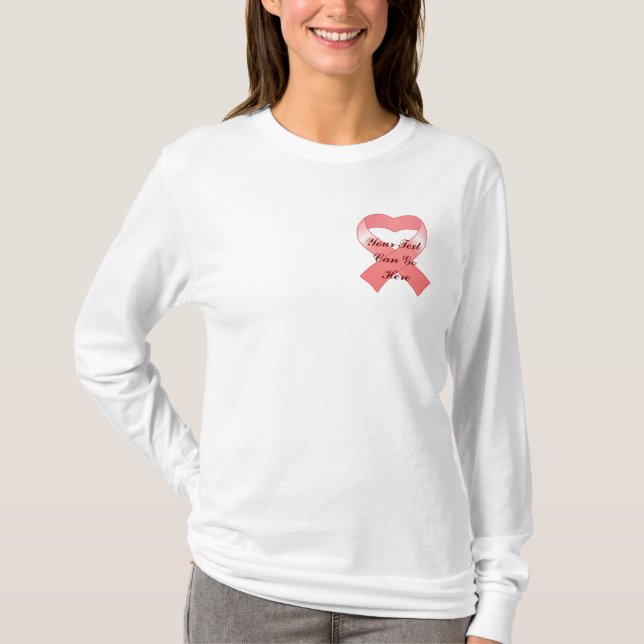 Rosa Ribbon Heart Shirt T-shirt (Framsida)