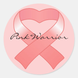 Rosa Ribbon Heart Stickers Runt Klistermärke