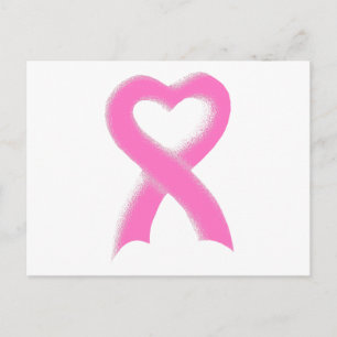 Rosa Ribbon Heart Vykort