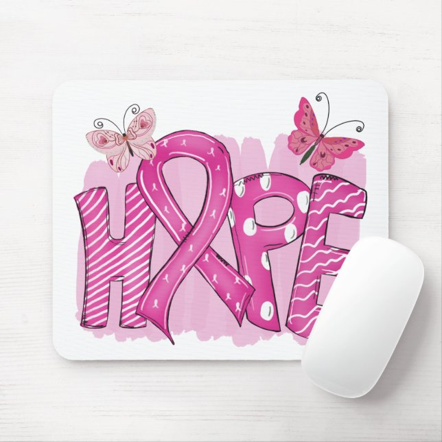 Rosa Ribbon Hope Fighter Warrior Breast Cancer Musmatta (Med mus)