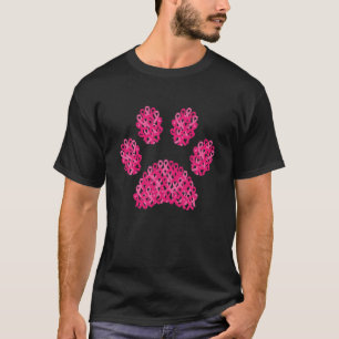 Rosa Ribbon Hund Paw Skriv ut bröstcancermedvetenh T Shirt