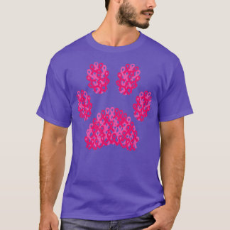 Rosa Ribbon Hund Paw Skriv ut bröstcancermedvetenh T Shirt