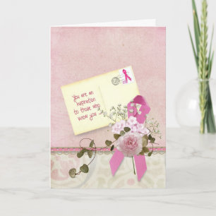 Rosa Ribbon Inspirational Kort