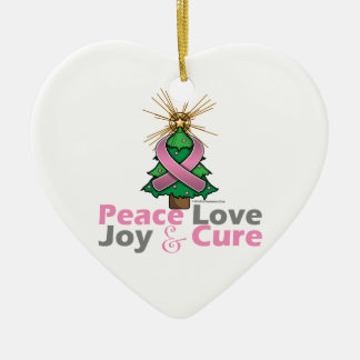 Rosa Ribbon jul Peace Kärlek, Joy & Cure Julgransprydnad Keramik
