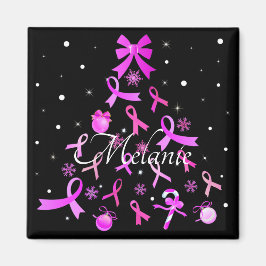 Rosa Ribbon Julgran Magnet
