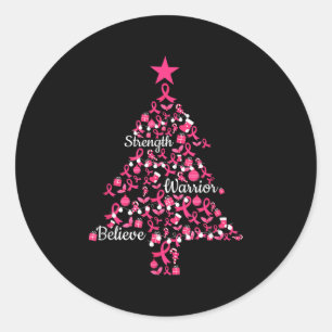 Rosa Ribbon Julgran Ornaments Breast Cancer Runt Klistermärke