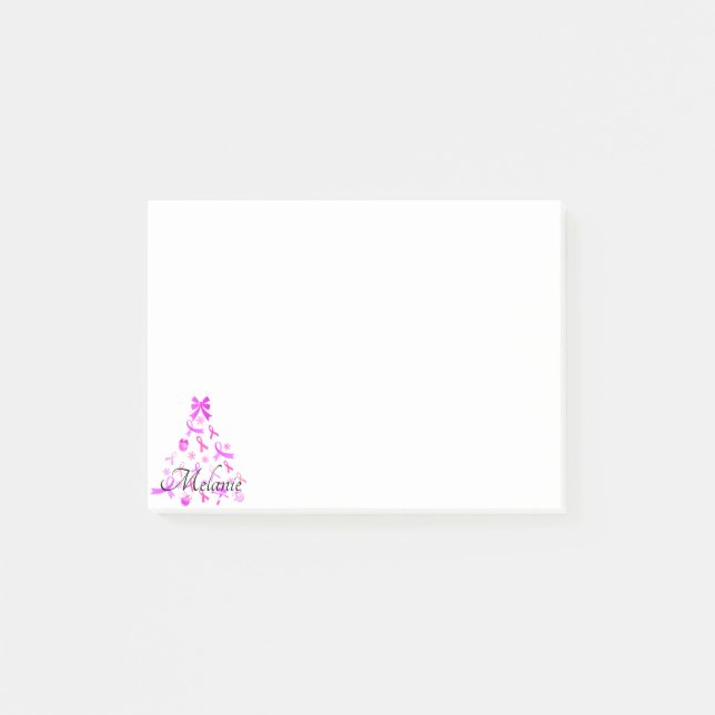 Rosa Ribbon Julgran Post-it Block (Framsida)