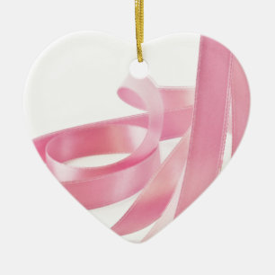 Rosa Ribbon Julgransprydnad Keramik