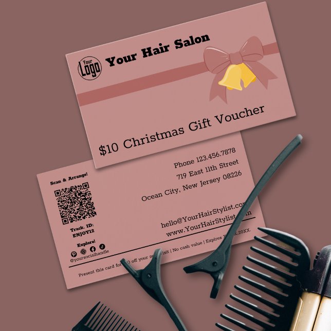 Rosa Ribbon Klockor $10 julklapp för julklapp Visitkort (Pink Ribbon Bells $10 Christmas Gift Voucher Card)