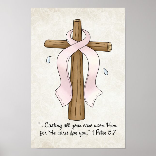 Rosa Ribbon & Kor Christian Scripture Poster (Framsidan)