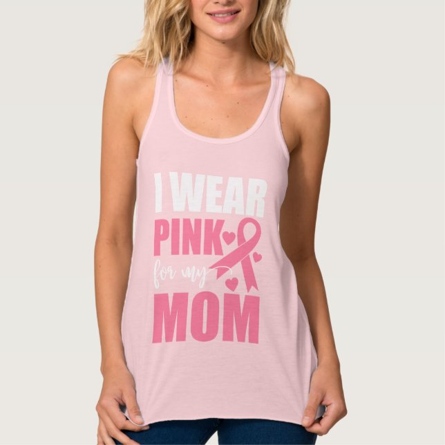 Rosa Ribbon Mamma Fighter Warrior Breast Cancer Linne Med Racerback (Framsida)