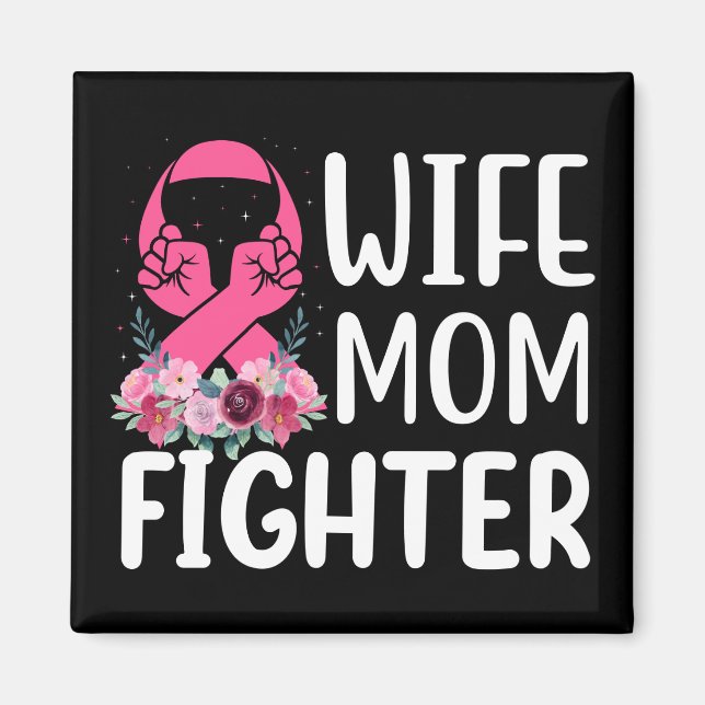 Rosa Ribbon Mamma Maka Fighter Warrior Breast Canc Magnet (Framsidan)