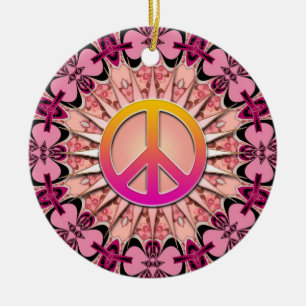 Rosa Ribbon Mandala Keepsakes fredsornament Julgransprydnad Keramik