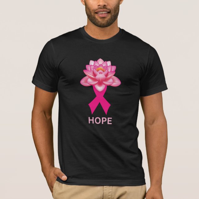 Rosa Ribbon med Lotus Hope T Shirt (Framsida)