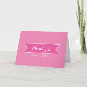 Rosa Ribbon med vit Gräns Cute Tack Kort