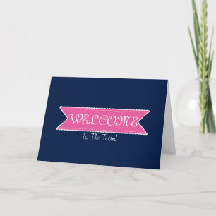 Rosa Ribbon med White Gräns BlueCute Welcome Tack Kort