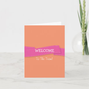 Rosa Ribbon med White Gräns Cute Welcome Kort