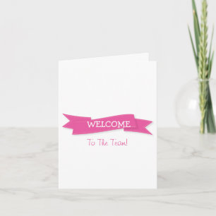 Rosa Ribbon med White Gräns Cute Welcome Kort