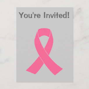 Rosa Ribbon - Medvetenhet om bröstcancer Inbjudan Vykort