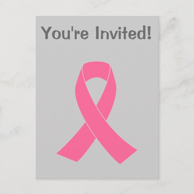 Rosa Ribbon - Medvetenhet om bröstcancer Inbjudan Vykort (Framsida)