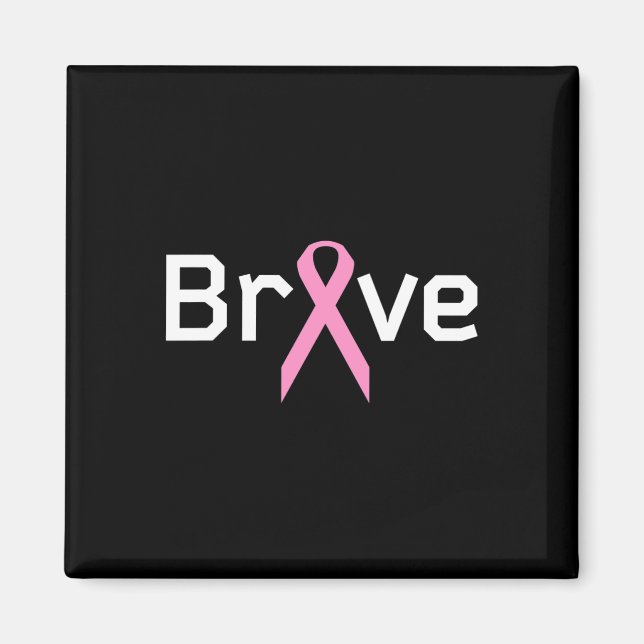 Rosa Ribbon Modig Worlds Cancer Survivor Support A Magnet (Framsidan)