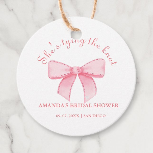 Rosa Ribbon  Möhippa Gåvor Etiketter (Framsida)