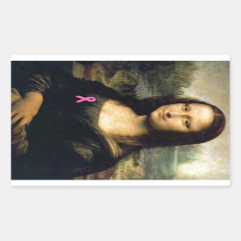 Rosa Ribbon Mona Lisa Rektangulärt Klistermärke