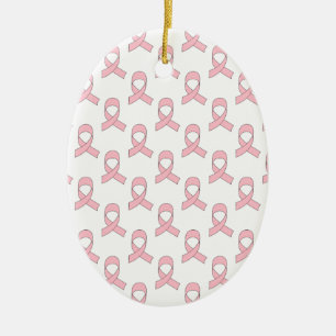 Rosa Ribbon Mönster Julgransprydnad Keramik